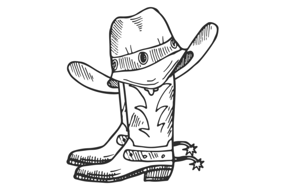 A Cowboy Hat and Boots in Black