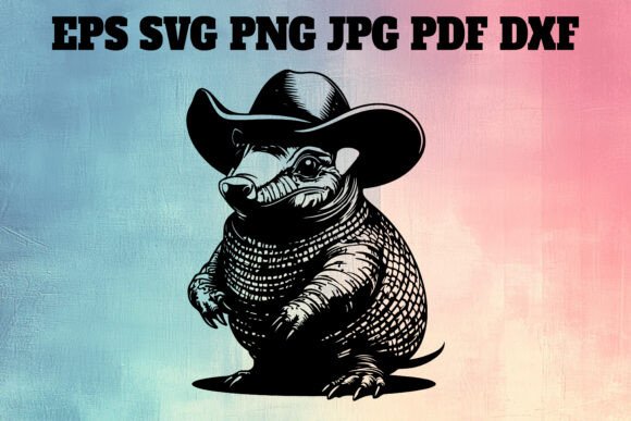Armadillo Cowboy Hat Silhouette for Embroidery Projects