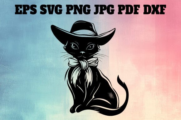 Comic Cowboy Cat Silhouette Clipart Review for Real Embroidery Projects