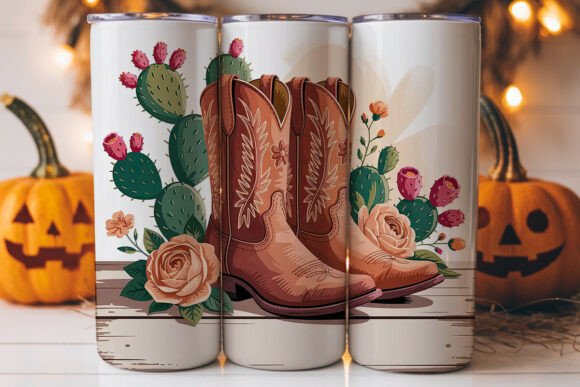 Cowboy Boots Cacti Tumbler Wrap Design Review