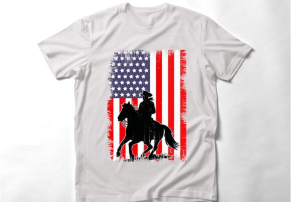Rodeo Cowboy Western USA Flag T-Shirts