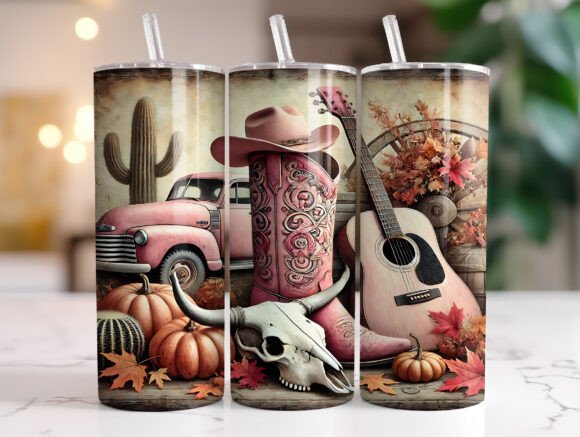 Rustic Pink Western Fall Tumbler Wrap Review for Embroidery Projects