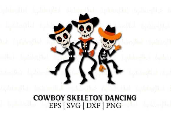 Three Cowboy Dancing Skeletons Clipart Review for Embroidery Projects