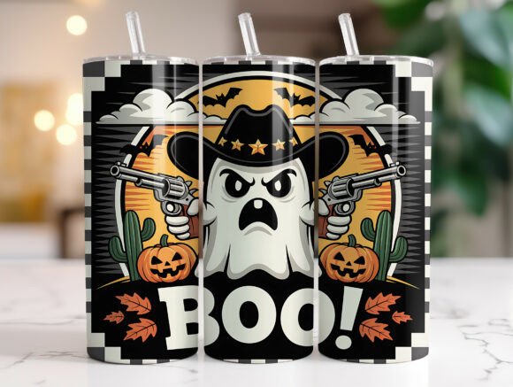 Western Ghost Halloween Tumbler Wrap Design Review